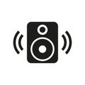 Black speaker icon. Sound symbol. Vector illustration. Stock image. Royalty Free Stock Photo