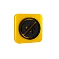 Black Speaker mute icon isolated on transparent background. No sound icon. Volume Off symbol. Yellow square button. Royalty Free Stock Photo