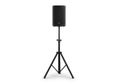 Black speaker on a tripod stand isolated on white background Royalty Free Stock Photo