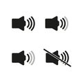 black speakers icons. Megaphone speaker. Vector illustration. Royalty Free Stock Photo