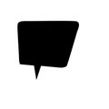 Black speech bubble is floating irregular rectangle with tail on white backdrop in flat design Royalty Free Stock Photo