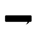 Black speech bubble icon is floating at center on plain white background, minimalist flat design Royalty Free Stock Photo
