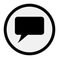 Black Speech Bubble Icon Inside White Circle with Black Outline on White Background chat icon Royalty Free Stock Photo
