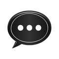 Black speech bubble icon with three dots representing chat messaging or conversation Royalty Free Stock Photo