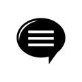 Black Speech Bubble Icon with Three White Horizontal Lines symbol message Royalty Free Stock Photo