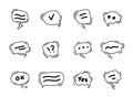 Black Speech bubble line icons. Hand drawn doodle. Dialog speech bubble Royalty Free Stock Photo