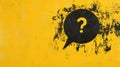 Question Mark in Black Speech Bubble on Yellow Painted Background Royalty Free Stock Photo