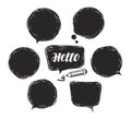 Black speech bubble set. Doodle vector illustration Royalty Free Stock Photo
