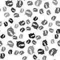 Black Speech bubble with text Help icon isolated seamless pattern on white background. Vector Illustration. Royalty Free Stock Photo