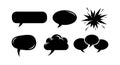 Black speech bubbles comic style vector illustration with explosion shape for design and communication Royalty Free Stock Photo