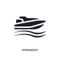 black speedboat isolated vector icon. simple element illustration from nautical concept vector icons. speedboat editable logo