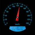 Black speedometer with blue scale Royalty Free Stock Photo