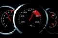 Black speedometer with cutoffs 2022, 2023, 2024. The concept of the new year and Christmas in the automotive field. Counting Royalty Free Stock Photo