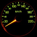 Black speedometer with hand indicating speed Royalty Free Stock Photo