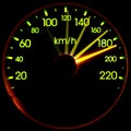 Black speedometer with hand indicating speed Royalty Free Stock Photo