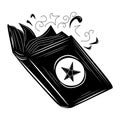 Black spell book, cartoon isolated on white background, vector illustration for design and decor, Halloween Royalty Free Stock Photo