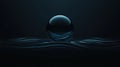 A black sphere with a blue gradient sits atop a wave-like surface, creating a striking contrast against the dark background. Royalty Free Stock Photo