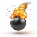 Black Sphere Exploding in Fire, Dramatic 3D Render Royalty Free Stock Photo