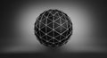 Black sphere and polygonal wireframe 3D illustration