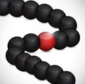 Black spheres and one in red. illustration Royalty Free Stock Photo