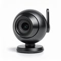 Black Spherical Webcam on a Small Pedestal Against White Background Royalty Free Stock Photo