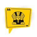 Black Sphinx - mythical creature of ancient Egypt icon isolated on white background. Yellow speech bubble symbol. Vector