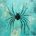 Turquoise Spider: Large Canvas Print With Mechanical Realism And American Iconography