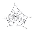 Black spider with cobweb magical texture isolated on white background. Watercolor hand drawn dark fantasy sketch