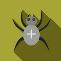 Black spider icon, flat style Royalty Free Stock Photo