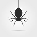 Black spider icon with shadow