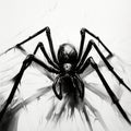 Speedpainting Of A Black Spider On White Background Royalty Free Stock Photo