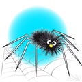 Black spider and spiderweb - Kids illustration