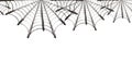 Black spider and torn web. Scary spiderweb of halloween symbol. Isolated on white raster illustration Royalty Free Stock Photo