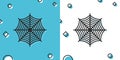 Black Spider web icon isolated on blue and white background. Cobweb sign. Random dynamic shapes. Vector Illustration Royalty Free Stock Photo