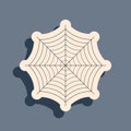 Black Spider web icon isolated on grey background. Cobweb sign. Long shadow style. Vector Royalty Free Stock Photo