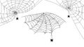 Black spider and web set. Scary spiderweb of halloween . Vector illustration Royalty Free Stock Photo