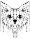 Black spiderweb silhouette head dog. Halloween accessory