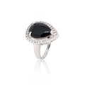 Black spinel diamond ring isolated on white Royalty Free Stock Photo