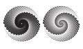 Black spiral with rectangles over white backdrop. Abstract monochrome background for any projects. Yin and yang symbol