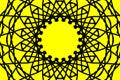 Black Spirograph Mandala on Yellow Background Royalty Free Stock Photo