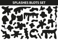 Black splash spots set. Drips and stains collection. Drops of stains. on white background. Splashes blots Royalty Free Stock Photo