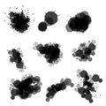 Black splashes, ink blots for the background. Royalty Free Stock Photo