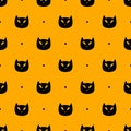 Black spooky cat head pattern