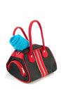 Black sport bag with towel Royalty Free Stock Photo