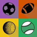 Black sport balls vector set Royalty Free Stock Photo