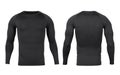 Black sport base layer longsleeve t-shirt front and back mock-up template for your design.