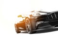 Black sport car isolated on a white background with sunset Royalty Free Stock Photo