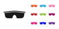 Black Sport cycling sunglasses icon isolated on white background. Sport glasses icon. Set icons colorful. Vector Royalty Free Stock Photo