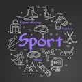 Black SPORT line concept - square web banner Royalty Free Stock Photo