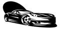 Black sportcar. Element for design. Monochrome vector illustration